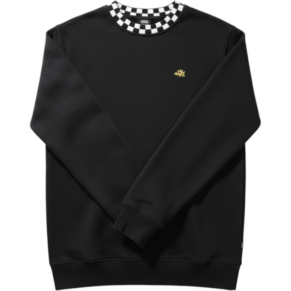Vans Other - Vans Mens M Black Checkerboard Collar Crewneck Sweatshirt Sun Graphic Y2K